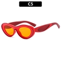 Y2K oval sunglasses featuring a vibrant transparent red frame and bright orange lenses - Red Frame Orange Lens (C5)