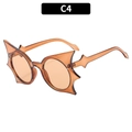 Lunettes de soleil chauve-souris à la mode en orange transparent pour Halloween - Monture Thé Transparente Verres Thé