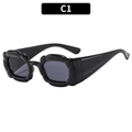Fashionable floral sunglasses in glossy black frame with dark grey tinted lenses - Black Frame Black Grey Lens