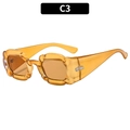 Translucent amber flower sunglasses with wavy textured frames and wide temples style C3 - Jelly Tea Frame Tea Lens
