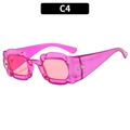 Lunettes de soleil fleur rose translucide avec monture ondulée et verres assortis - Monture Violette Jelly Verre Rouge