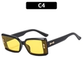Retro rectangle sunglasses with black frame and yellow tinted lenses, C4 variant - Black Frame Yellow Lens