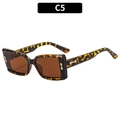 Square leopard tortoiseshell sunglasses with brown UV lenses and gold metal accents - Tortoise Shell Frame