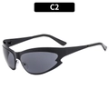 Y2K Sportliche Outdoor-Radbrille in Mattschwarz mit dunkelgrauen C2-Gläsern für Damen - Schwarzer Rahmen Schwarz Graue Gläser