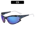 Occhiali da sole sportivi Y2K con lenti a specchio blu e montatura fluido blu-nero - Montatura Camouflage Specchio Blu