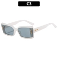 Chic white square sunglasses with dark grey lenses and gold metal stud accents - Jelly White Light Gray Lens