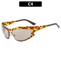 Y2K Sportliche Outdoor Radsport Sonnenbrille mit gelbem Giraffen Leopardenrahmen C4 - Schildpatt Rahmen Hellteefarben Gläser