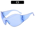 Lunettes de soleil Y2K futuristes en bleu translucide avec monture monobloc C3 - Monture Bleue Transparente Lentilles Bleues (C3)