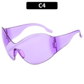Lunettes de soleil Y2K sans monture avec verres transparents violets ondulés - Monture Violette Translucide Verres Violets (C4)