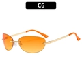 Y2K rimless oval sunglasses with orange lenses and golden metal frames, model C6 - Gold Frame Gradient Orange (C6)