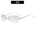 Y2K rimless sunglasses with champagne oval lenses and metallic silver frame color C5 - Silver Frame Gradient Silver (C5)