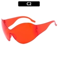 Lunettes de soleil Y2K futuristes en rouge translucide, variante de couleur C2 - Monture Rouge Translucide Verres Rouges (C2)