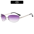 Y2K rimless sunglasses featuring light purple gradient lenses and silver metal temples - Silver Frame Gradient Purple (C3)