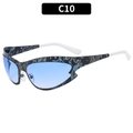 Y2K-Outdoor-Radbrille mit blauem Farbverlauf und weißem Camouflage-Gestell - Tarnrahmen Blauverlauf