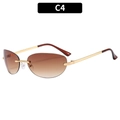 Y2K rimless sunglasses with gradient brown lenses and premium gold metal frames - Gold Frame Brown Gradient Lens(C4)
