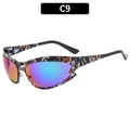 Y2K Outdoor-Radsonnenbrille mit Camouflage-Rahmen und blau-violettem Verlaufsglas - Tarnrahmen Grüner Spiegel