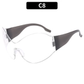 Y2K futuristic oversized sunglasses in C8 transparent lens with dark grey matte temples - Black Frame Clear Lens (C8)