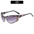 Y2K Outdoor-Radbrille mit Camouflage-Rahmen und lila Verlaufsgläsern im Sportstil - Tarnrahmen Doppelgrau