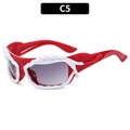 Y2K irregular sunglasses with a vibrant red frame and white braided texture finish - Red Frame White Ring (C5)