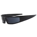 Y2K cycling sunglasses with high-gloss black wrap frame and translucent grey lenses - Black Frame Grey Lens