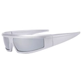 Futuristic silver wrap-around Y2K cycling sunglasses with mirrored lenses - Silver Mercury