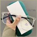 Frosted white TR90 square glasses with anti-blue light lenses and silver cross detail - Frosted White