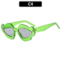 Irregular wavy jelly green sunglasses with light tinted lenses in color C4 - Green Frame Translucent Grey Lens (C4)