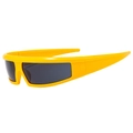 Y2K sporty cycling sunglasses with bright yellow frames and dark wrap lens - Lemon Yellow Grey Lens