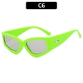 Occhiali da sole Y2K cat-eye verde fluorescente con stella d'argento e lenti grigie - C6-Lente a Specchio Argento Verde Neon (13087)