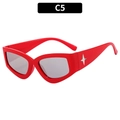 Occhiali da sole cat-eye Y2K con montatura rossa e lenti grigie, variante C5 - C5-Montatura Rossa Lente a Specchio Argento (13087)