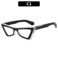 Montatura occhiali cat-eye C1 nero lucido con dettagli glitter trasparenti e stile moderno - Nero (C1)
