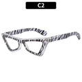 Montatura per occhiali cat-eye con motivo zebrato e accenti glitterati, modello C2 - Motivo Zebra (C2)