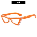 Chic cat-eye blue light blocking glasses frame in bright orange finish with glitter texture - Orange (C4)