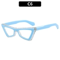 Montatura per occhiali cat-eye azzurro con brillantini sul bordo superiore della cornice - Blu (C6)