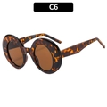 Retro-Oversize-Rundsonnenbrille mit Schildpatt-Rahmen und braunen Gläsern - C6-Schildpatt Rahmen Braune Linse