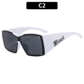 Y2K square sunglasses with white frames and dark grey lenses, variant model C2 - White Temple Black Grey Lens (C2)
