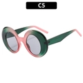 Modische runde Sonnenbrille mit grün-rosa Verlaufsrahmen und hellgrauen Gläsern - C5-Grün Pink Verlauf Rahmen Hellgraue Gläser