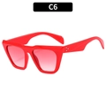 Fashionable oversized red cat-eye sunglasses with gradient lenses and metal rivets C6 - C6-Red Frame Gradient Red Lens