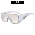 Y2K style white square frame sunglasses with light gray translucent lenses and logo detail - Mercury Frame Gradient Mercury Lens (C8)