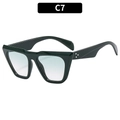 Black oversized square sunglasses with light blue gradient lenses and triple metal studs - C7-Dark Green Frame Gradient Green Lens