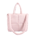 Rosa gesteppte Stoffhandtasche mit Waffelstruktur und Doppelgriffen für Damen - Rosa