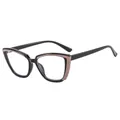 Eleganti occhiali cat-eye in TR90 nero con finiture oro rosa e superficie lucida - Montatura Nera Con Caffè (C1)