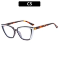 Lunettes œil-de-chat, monture grise translucide, accents blancs et branches écaillées C5 - Gris Blanc Patchwork Jambes Demi (C5)