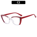 Lunettes anti-lumière bleue œil de chat élégantes en TR90 avec finition rouge et noire - Rouge Transparent Patchwork Jambes Rouges (C2)