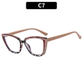 Lunettes anti-lumière bleue œil de chat avec monture rouge et noire et branches brunes - Demi Café (C7)
