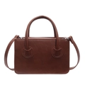 Borsa quadrata in pelle marrone con manici e tracolla regolabile da donna elegante - Marrone