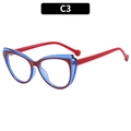 Transparent blue cat eye frame glasses with vibrant red temples in style C3 - Outer Blue Inner Red (C3)