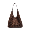 Borsa hobo chic maculata leopardata con cinturini in pelle marrone e texture scamosciata - Marrone