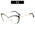 Lunettes œil de chat noir et doré, monture vintage élégante avec filtre de lumière bleue - Monture Noir Or (C1)
