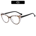 Elegant TR90 cat-eye blue light blocking glasses in leopard print and clear frame C1 - Outer Clear Inner Leopard (C1)